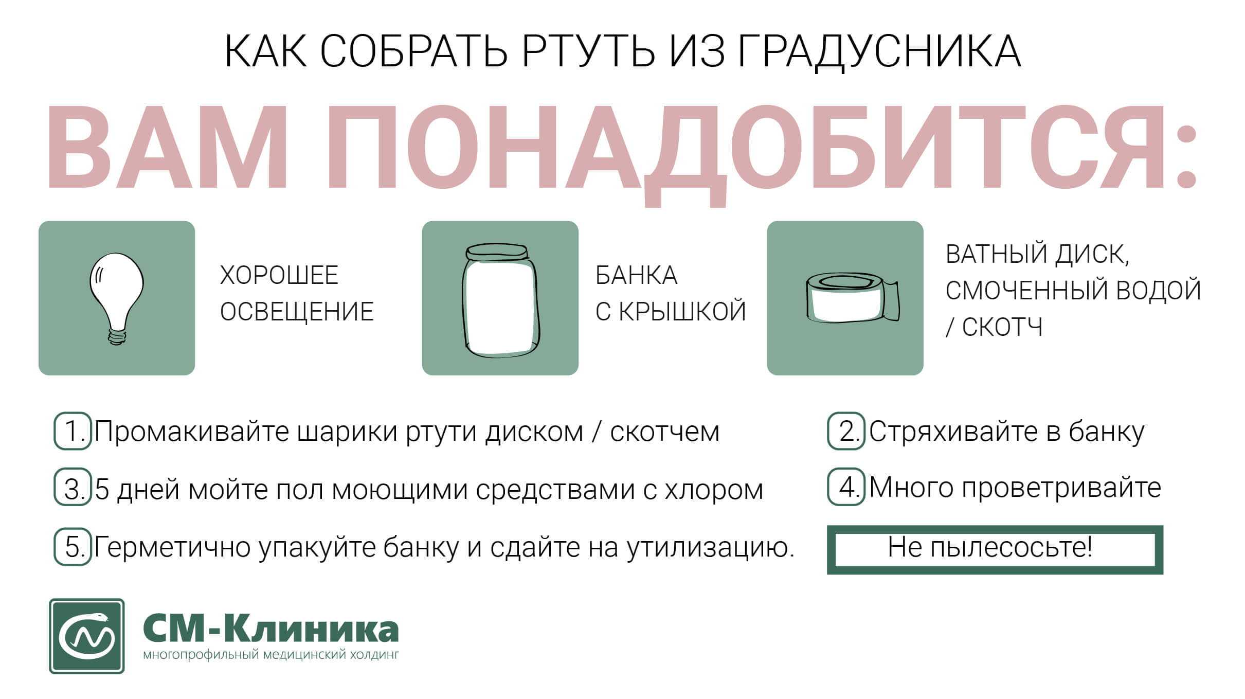 Как собрать ртуть из разбитого градусника: пошаговое руководство