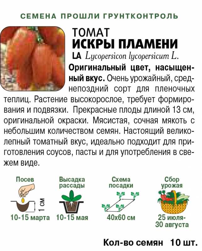 Томат искры пламени: описание сорта, отзывы (20), фото, характеристика | tomatland.ru
