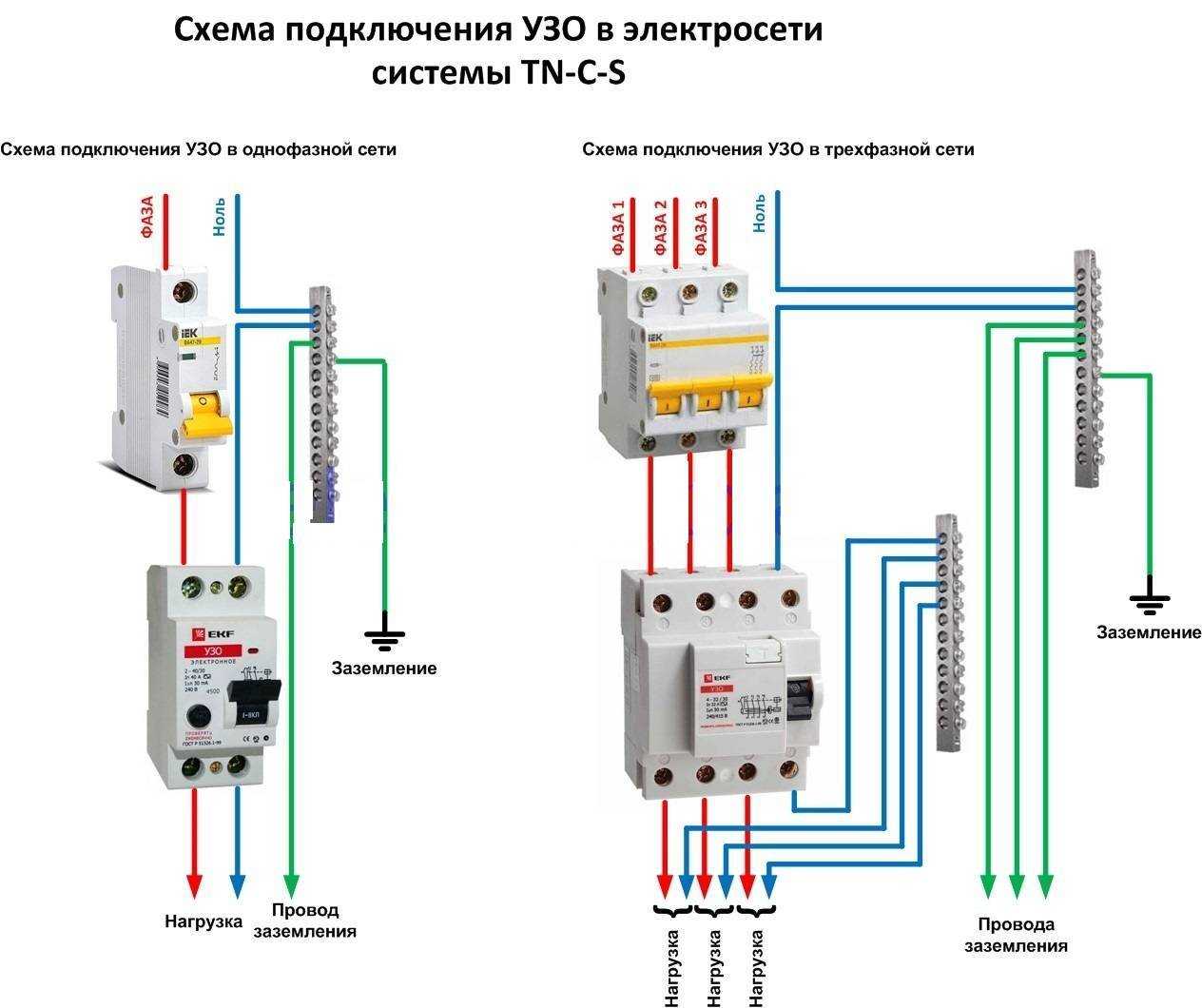 Схема подключения узо без заземления